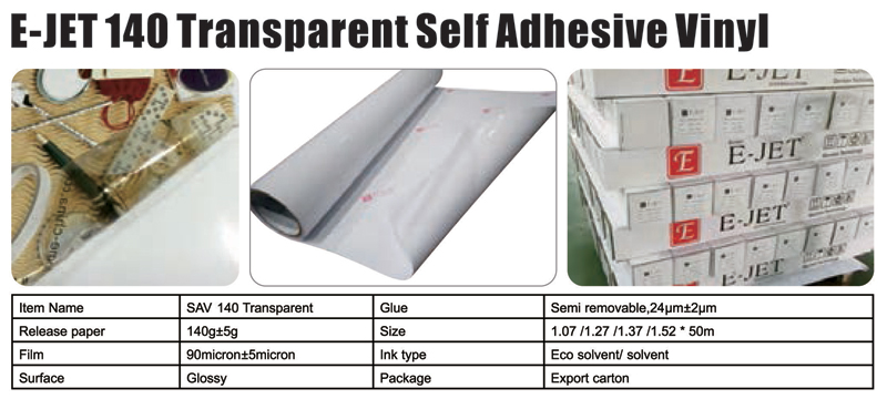 E-JET 140 Transparent Self Adhesive Vinyl