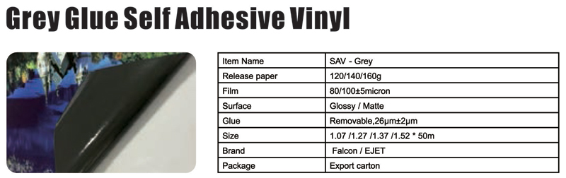 Grey Glue Self Adhesive Vinyl
